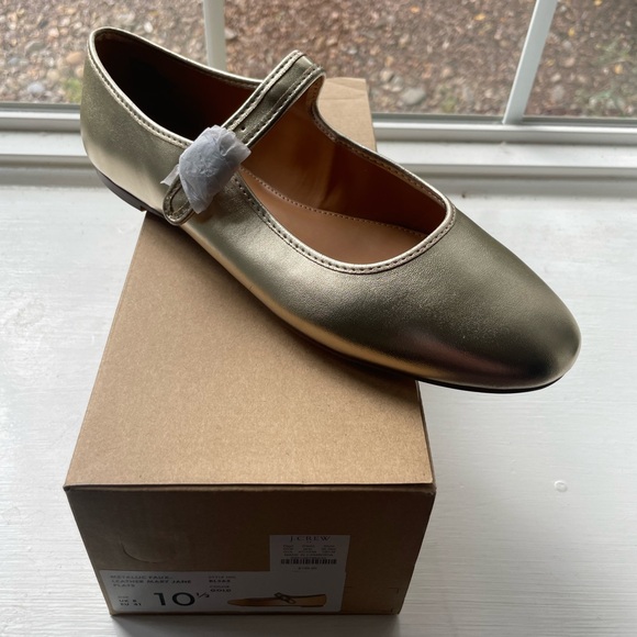 J. Crew Factory Shoes - J Crew gold Mary Jane ballerina flats